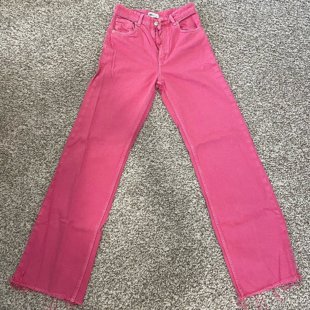 Pink Zara Wide Leg Jeans